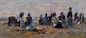 尤金 佈丹 Beach Scene at Trouville, Evening